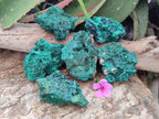Natural Silky Malachite Specimens x 6 From Kasompe, Congo