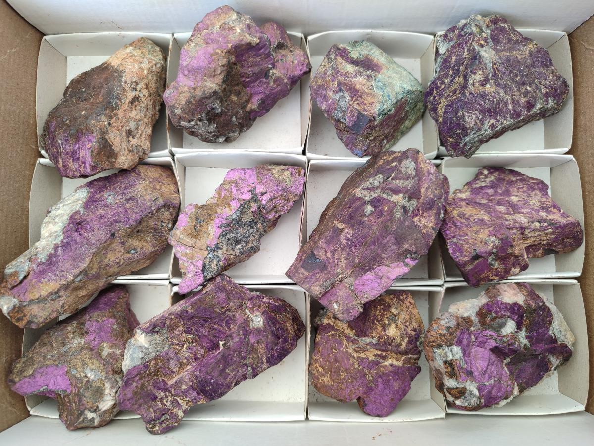Natural Metallic Purpurite Specimens x 12 From Erongo, Namibia