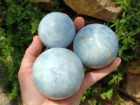 Polished Blue Calcite Spheres x 4 From Madagascar