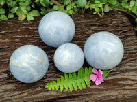 Polished Blue Calcite Spheres x 4 From Madagascar
