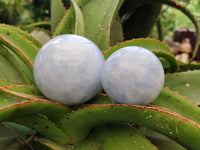 Polished Blue Calcite Spheres x 4 From Madagascar