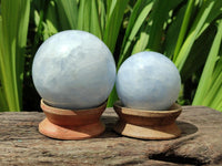 Polished Blue Calcite Spheres x 4 From Madagascar