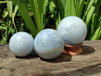 Polished Blue Calcite Spheres x 4 From Madagascar