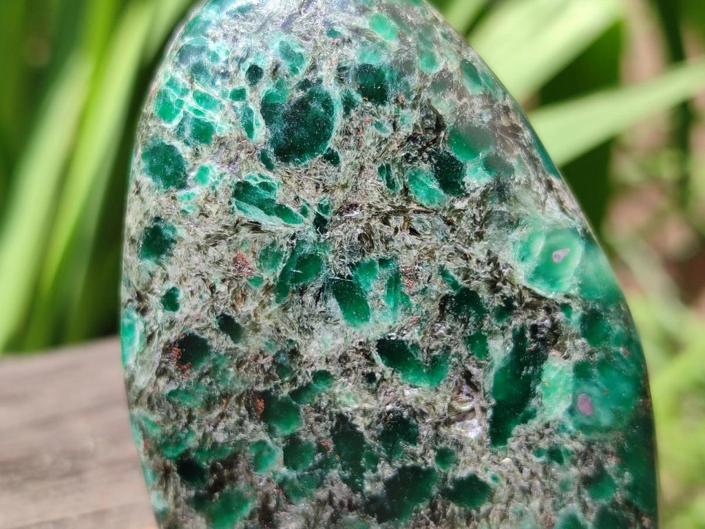 Polished Emerald Mica 'Mutokolite' Standing Free Forms x 4 From Mutoko, Zimbabwe