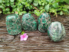 Polished Emerald Mica 'Mutokolite' Standing Free Forms x 4 From Mutoko, Zimbabwe