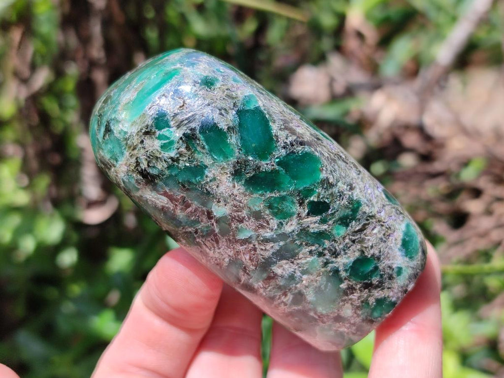 Polished Emerald Mica 'Mutokolite' Standing Free Forms x 4 From Mutoko, Zimbabwe