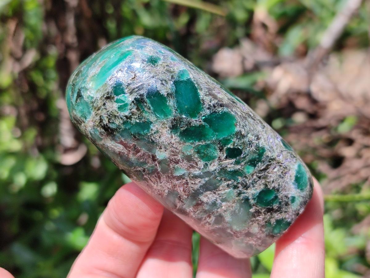 Polished Emerald Mica 'Mutokolite' Standing Free Forms x 4 From Mutoko, Zimbabwe