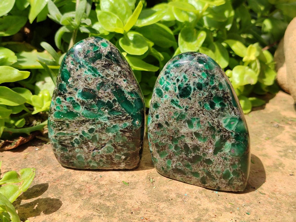 Polished Emerald Mica 'Mutokolite' Standing Free Forms x 4 From Mutoko, Zimbabwe