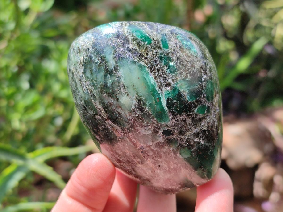 Polished Emerald Mica 'Mutokolite' Standing Free Forms x 4 From Mutoko, Zimbabwe