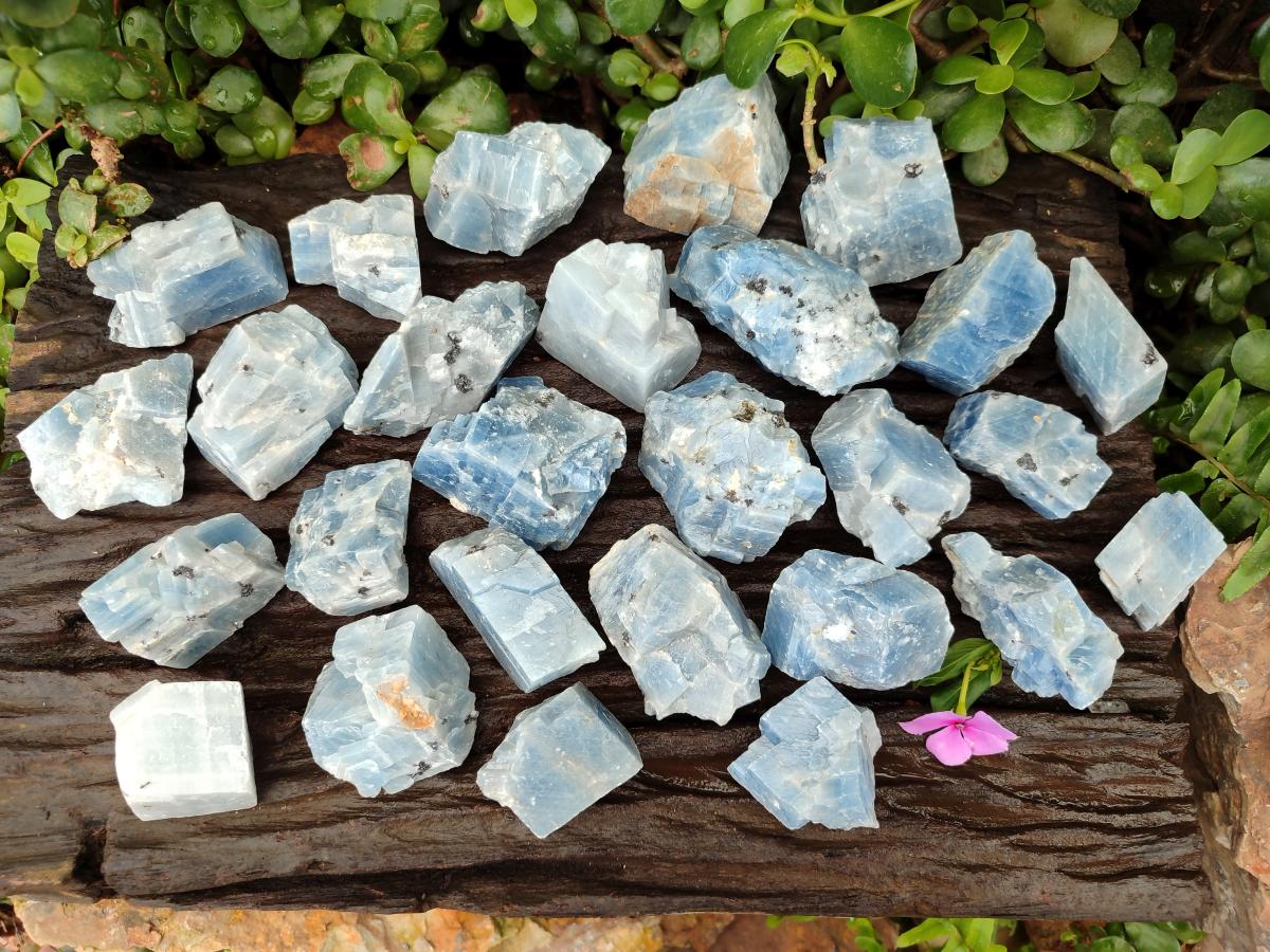 Natural Sky Blue Calcite Specimens x 35 From Namibia