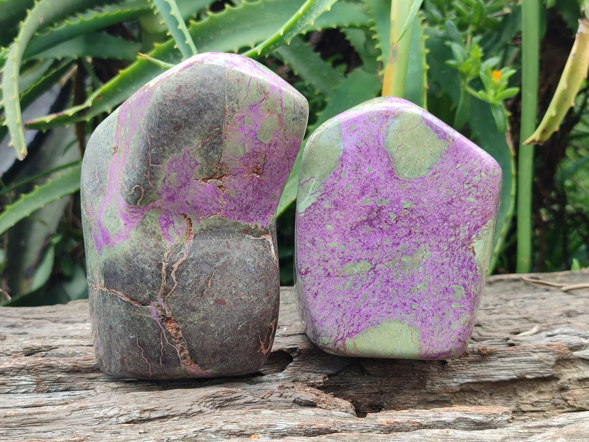 Polished Stichtite Standing Free Forms x 2 From Barberton, South Africa