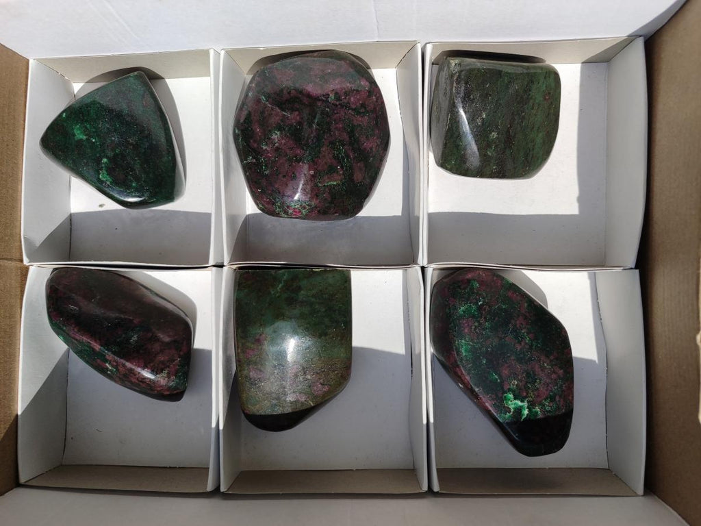 Polished Ruby Corundum In Chrome Verdite Standing and Free Forms x 6 From Mutoko, Zimbabwe - Toprock Gemstones and Minerals 