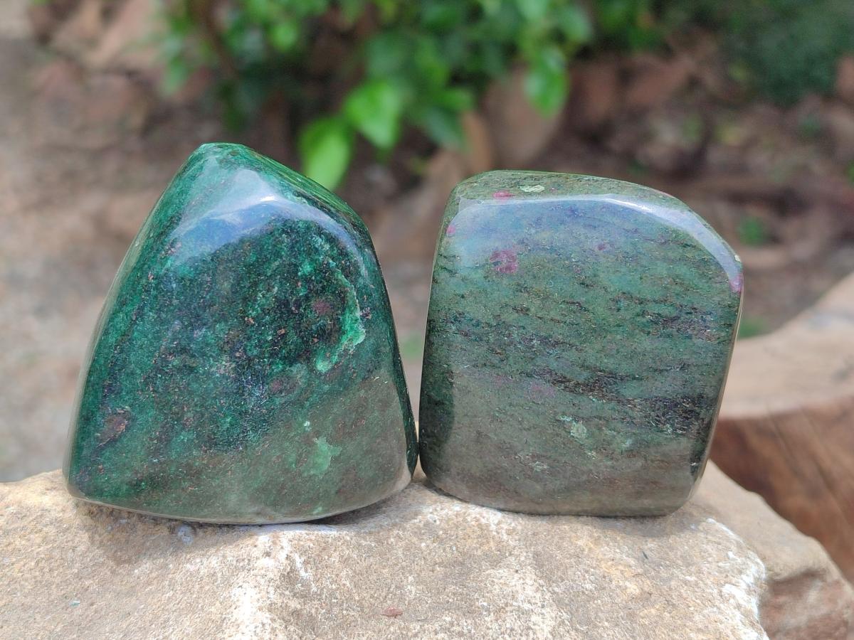 Polished Ruby Corundum In Chrome Verdite Standing and Free Forms x 6 From Mutoko, Zimbabwe - Toprock Gemstones and Minerals 