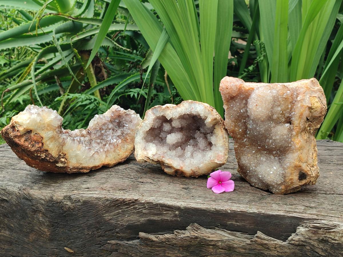 Natural Amethyst Agate Geodes x 3 From Zululand, South Africa