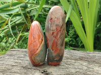Polished Polychrome Jasper Standing Free Forms x 3 From NW Coast, Madagascar