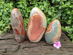 Polished Polychrome Jasper Standing Free Forms x 3 From NW Coast, Madagascar
