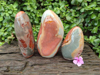 Polished Polychrome Jasper Standing Free Forms x 3 From NW Coast, Madagascar