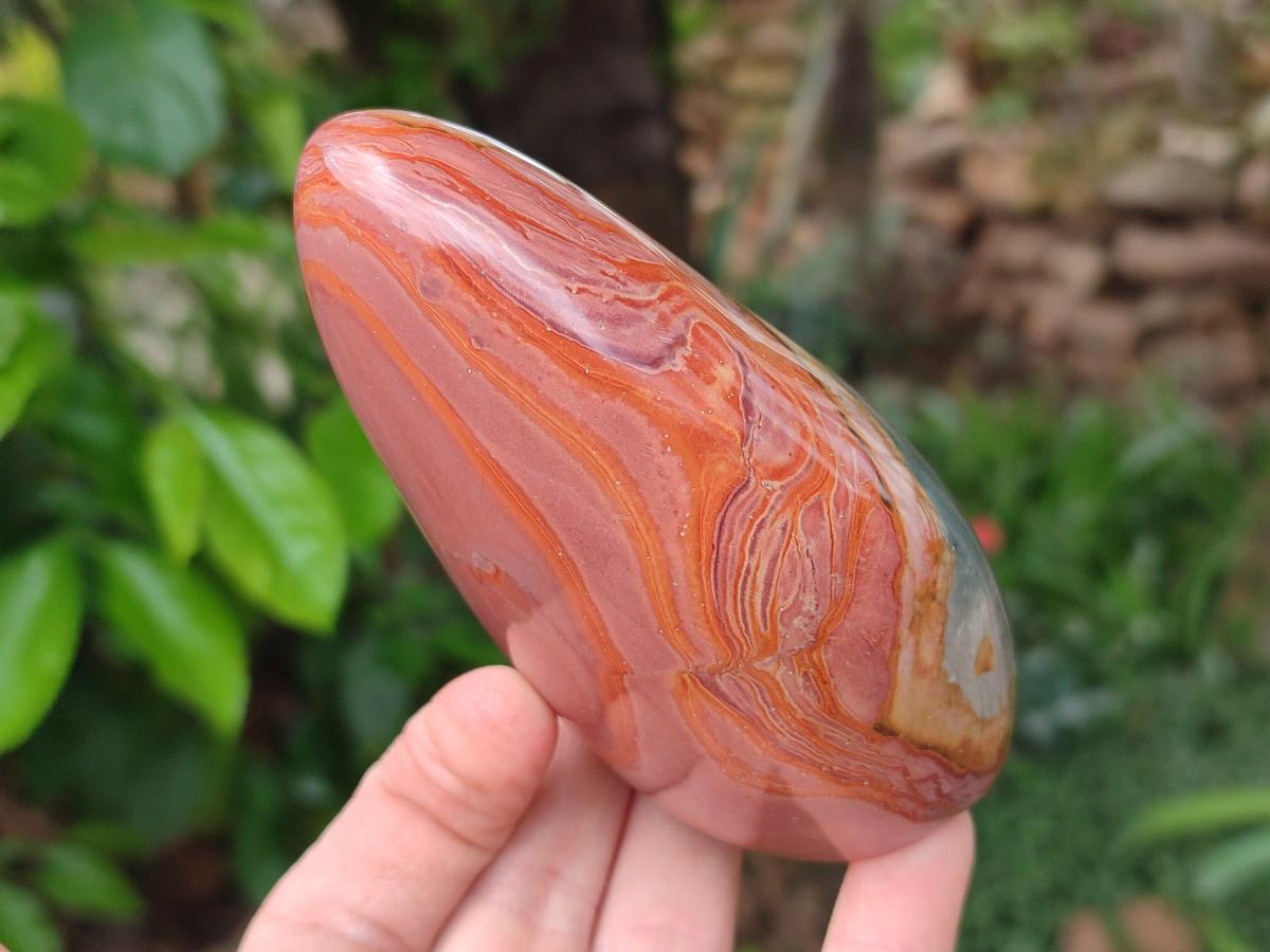 Polished Polychrome Jasper Standing Free Forms x 3 From NW Coast, Madagascar