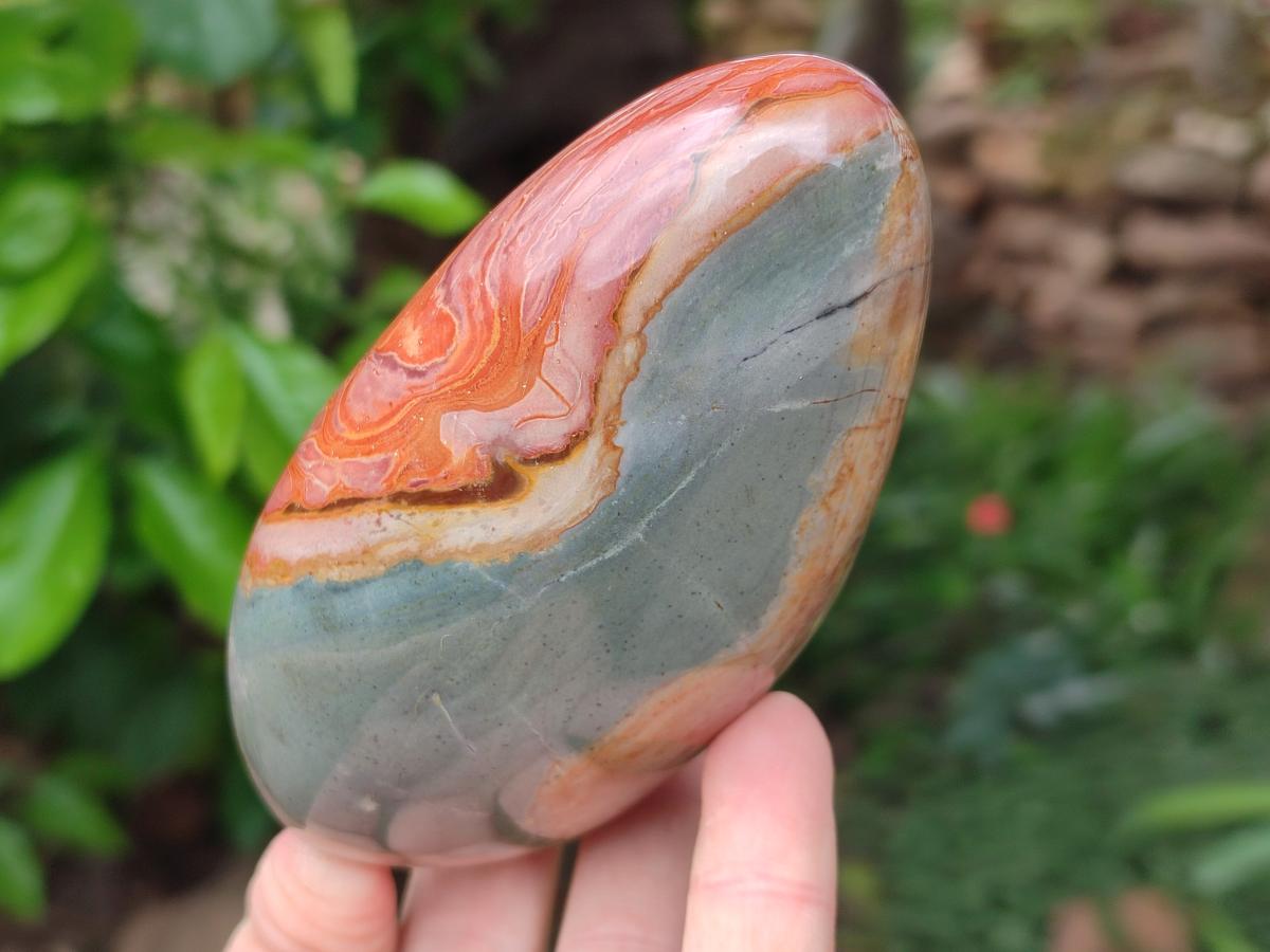 Polished Polychrome Jasper Standing Free Forms x 3 From NW Coast, Madagascar