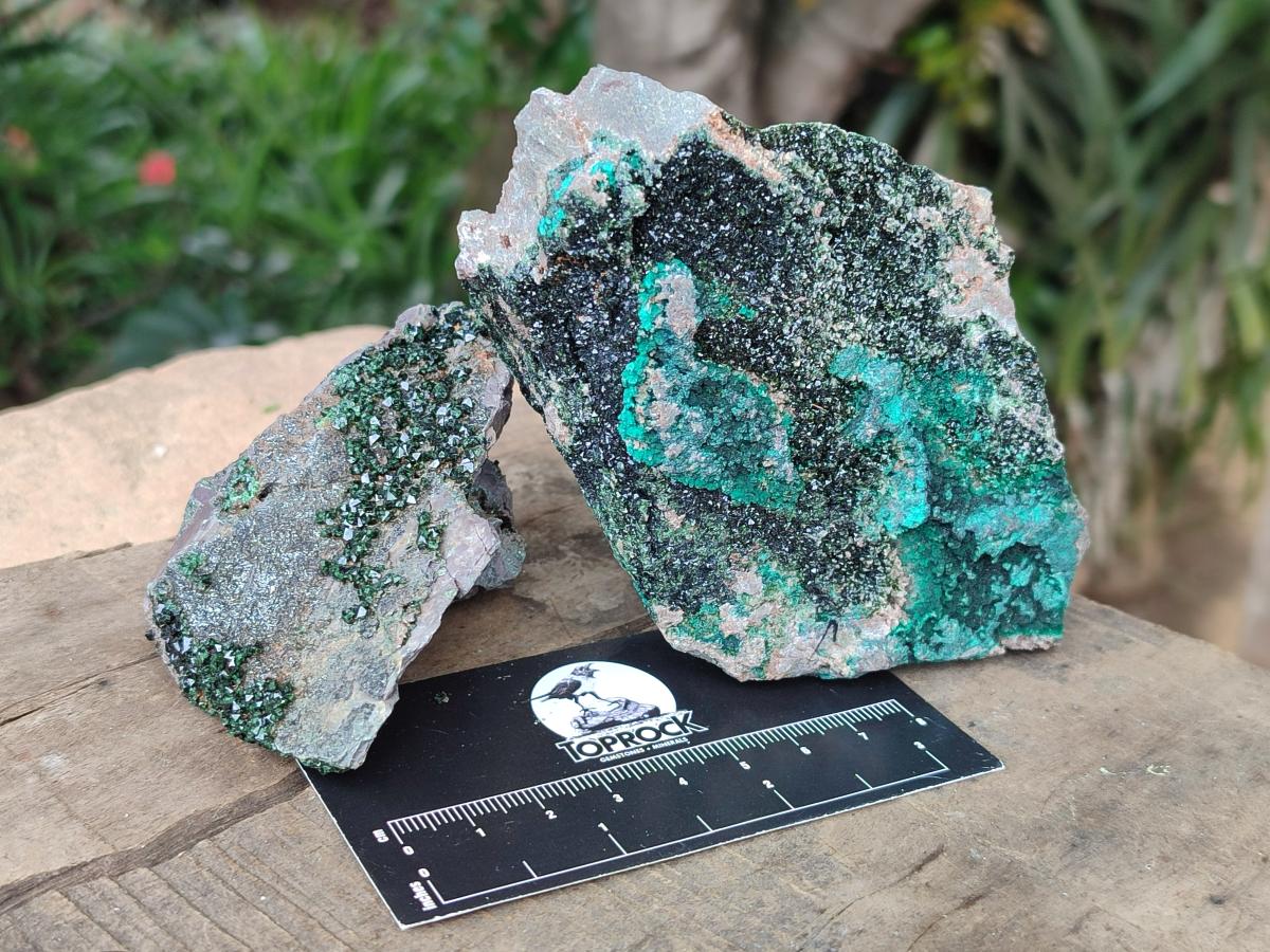 Natural Libethenite Crystals On Dolomite Matrix Specimens x 4 From Shituru, Congo