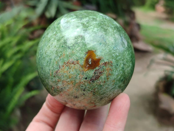 Polished Green Chrysoprase Spheres x 3 From Ambatondrazaka, Madagascar