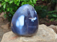 Polished Snow Orca Agate Standing Free Forms x 3 From Madagascar