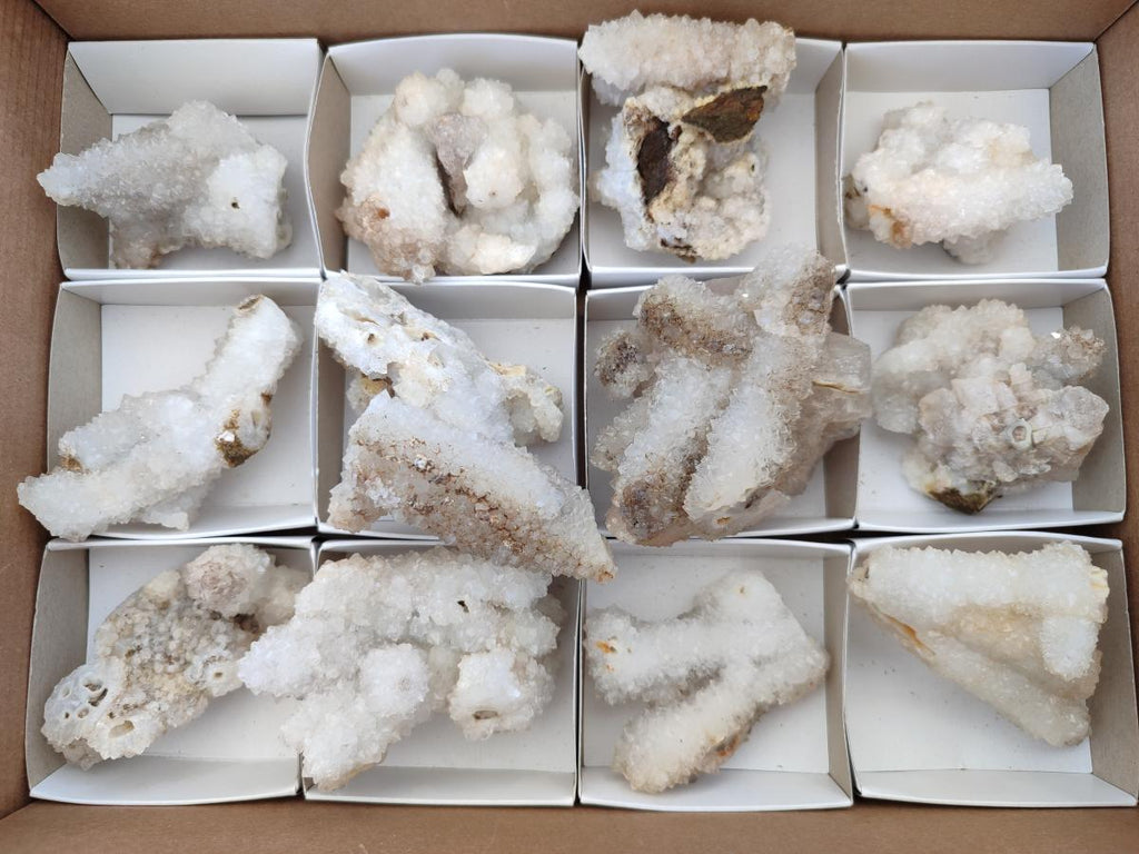 Natural Drusy Snow Finger Crystals x 12 From Albert's Mountain, Lesotho