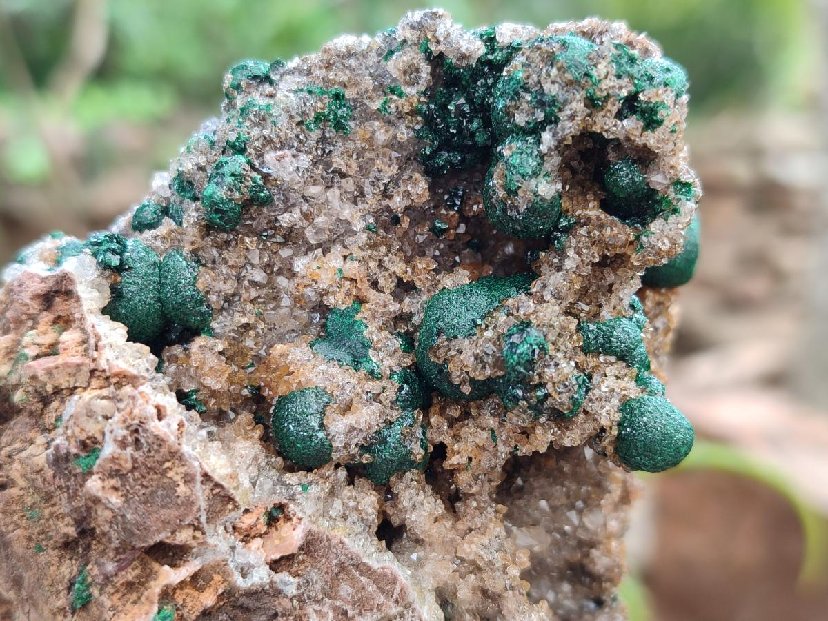 Natural Crystalline Ball Malachite and Quartz on Dolomite Specimens x 2 From Mindingi Mine, Kambove, Congo