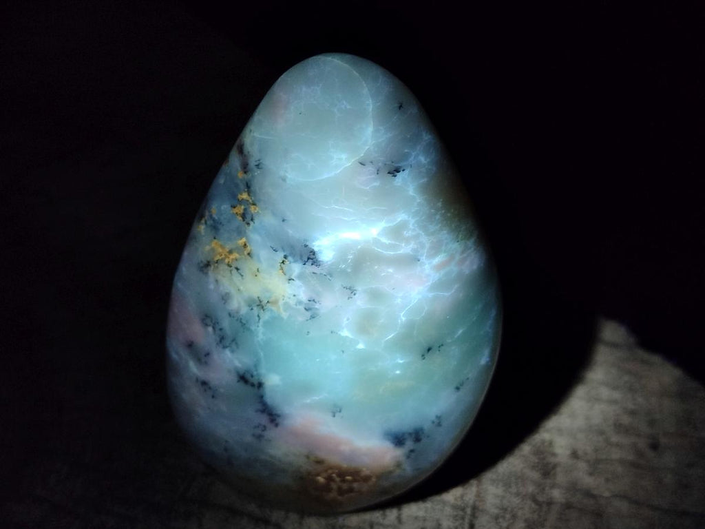 Polished White Dendritic Opal Standing Free Forms x 2 From Moralambo, Madagascar