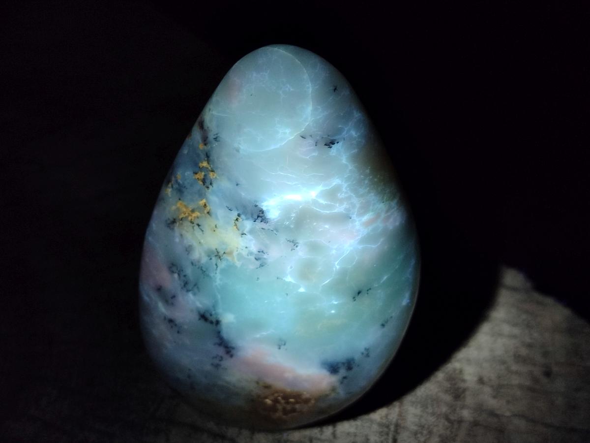 Polished White Dendritic Opal Standing Free Forms x 2 From Moralambo, Madagascar