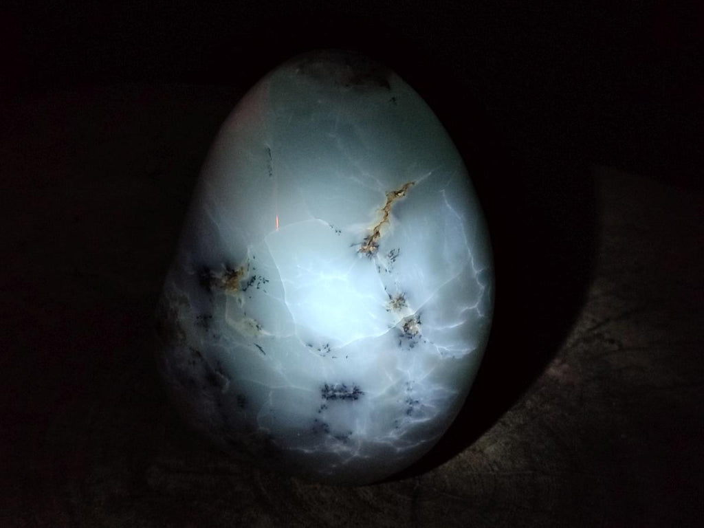 Polished White Dendritic Opal Standing Free Forms x 2 From Moralambo, Madagascar