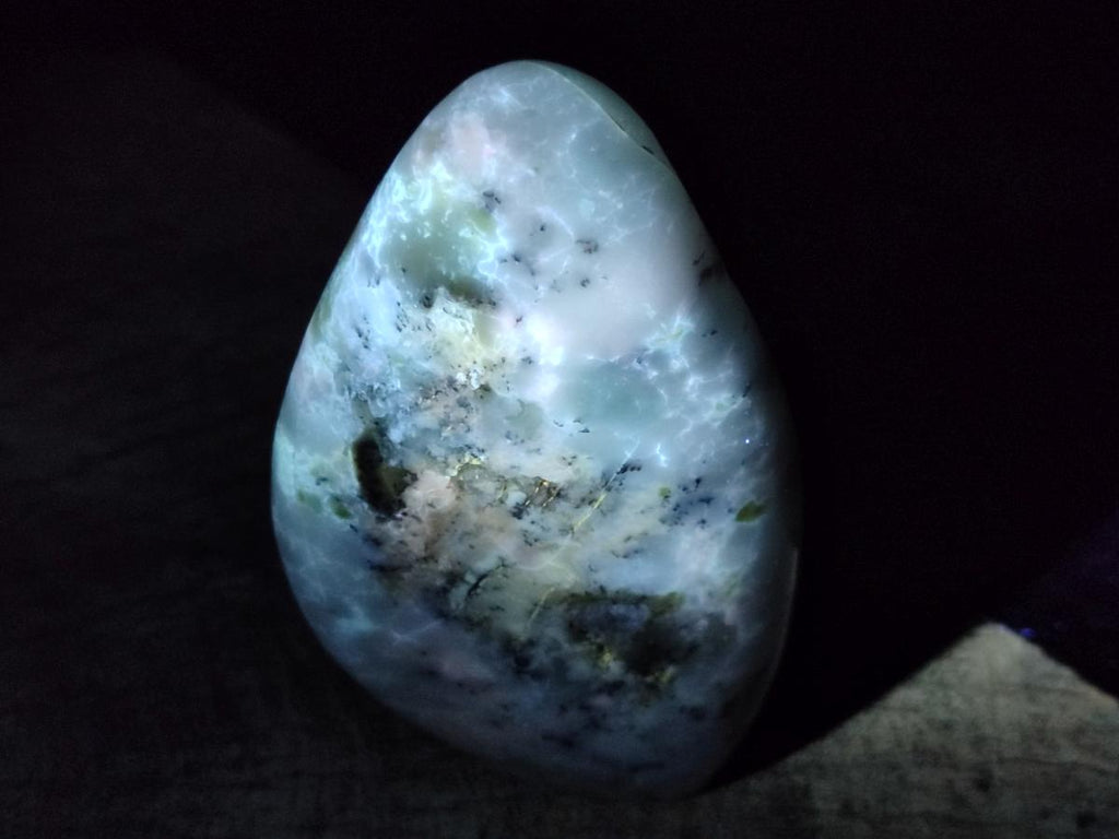 Polished White Dendritic Opal Standing Free Forms x 2 From Moralambo, Madagascar