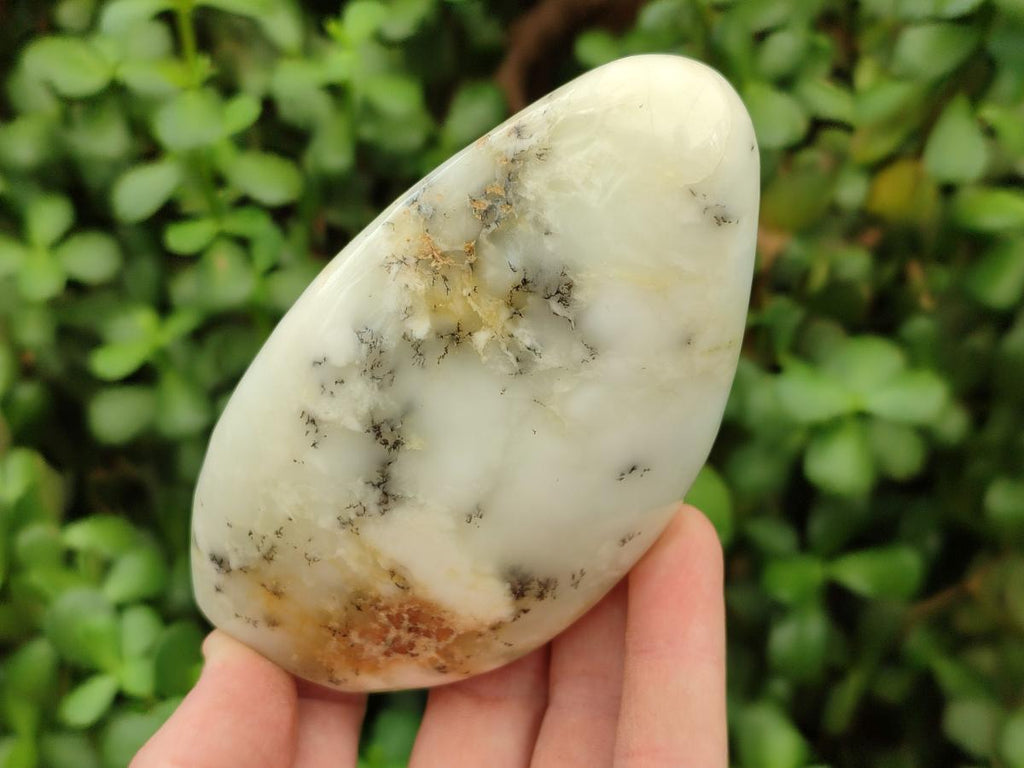 Polished White Dendritic Opal Standing Free Forms x 2 From Moralambo, Madagascar