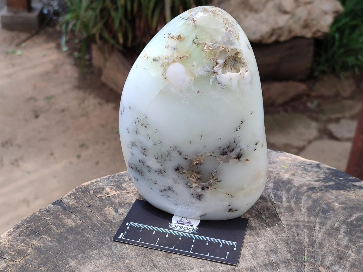 Polished White Dendritic Opal Standing Free Forms x 2 From Moralambo, Madagascar