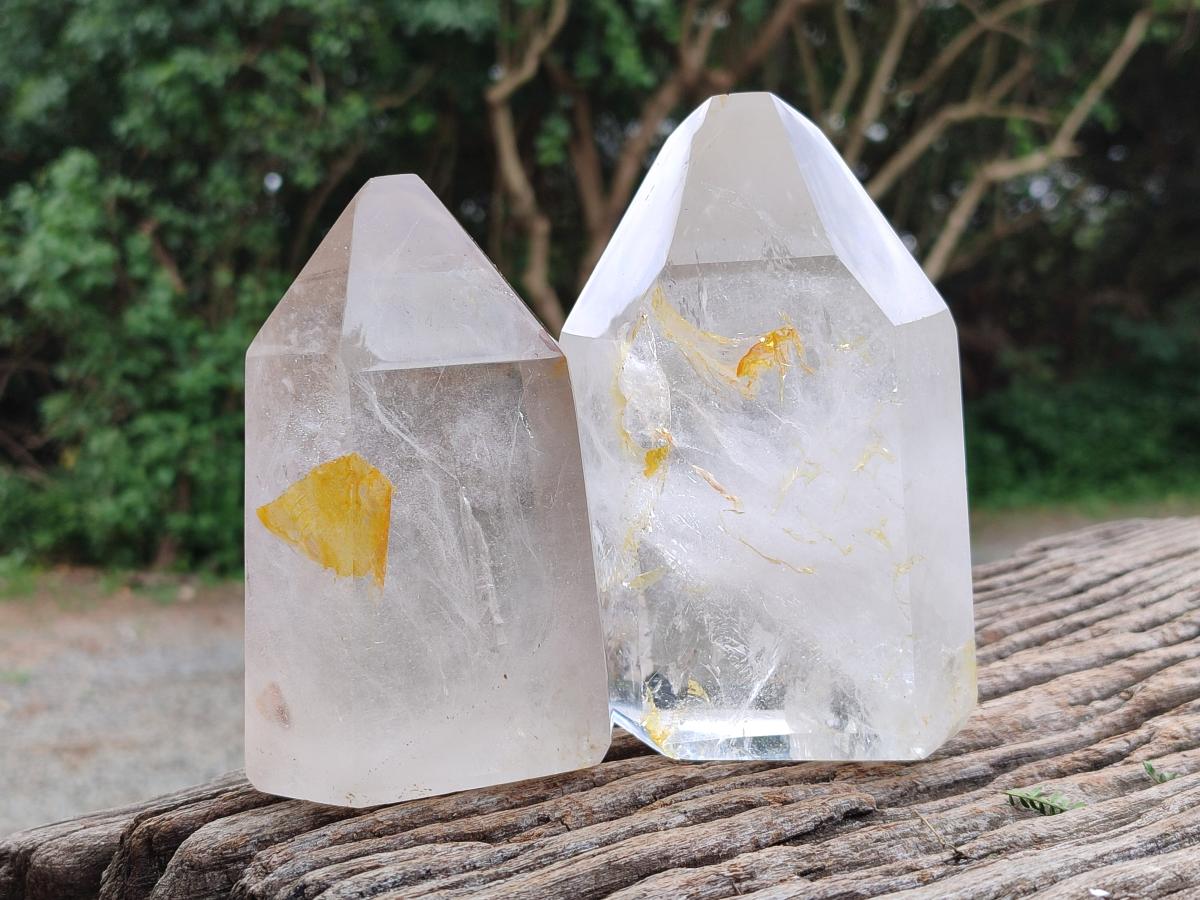 Polished Large Clear Quartz Crystals x 2 From Madagascar