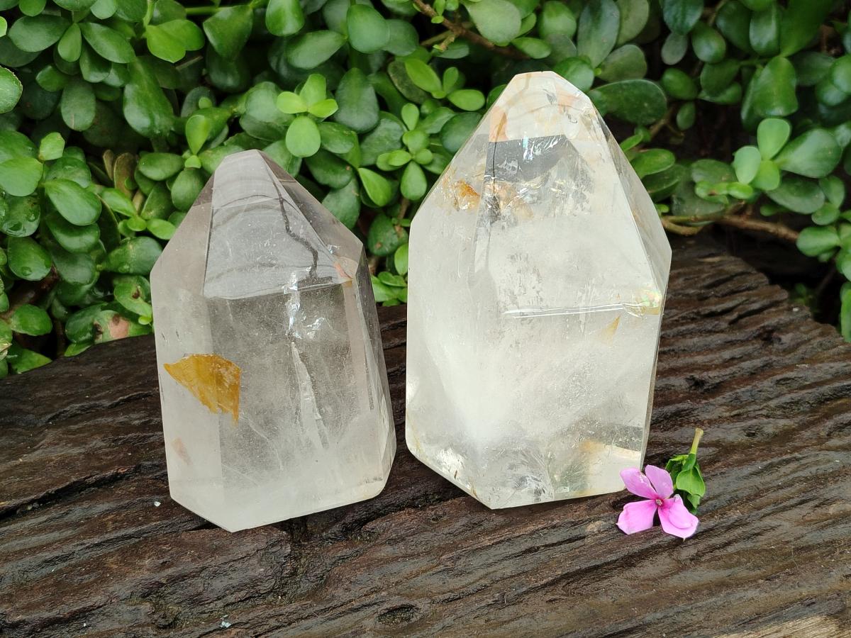 Polished Large Clear Quartz Crystals x 2 From Madagascar
