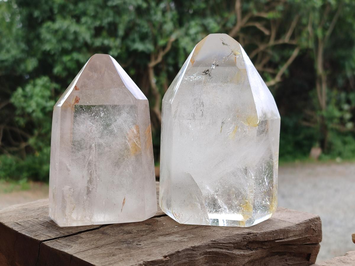 Polished Large Clear Quartz Crystals x 2 From Madagascar