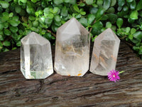 Polished Clear Quartz Crystals x 3 From Madagascar