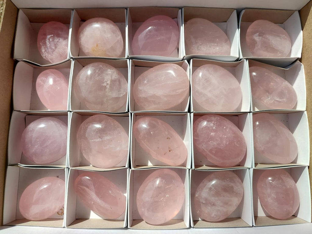 Polished Rose Quartz Palm Stones x 20 From Madagascar
