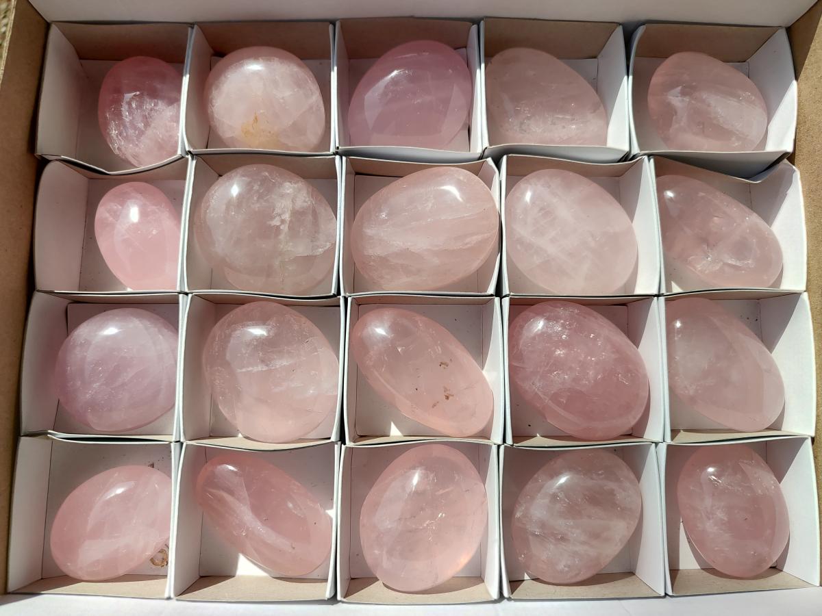 Polished Rose Quartz Palm Stones x 20 From Madagascar
