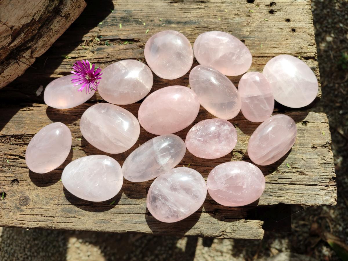 Polished Rose Quartz Palm Stones x 20 From Madagascar