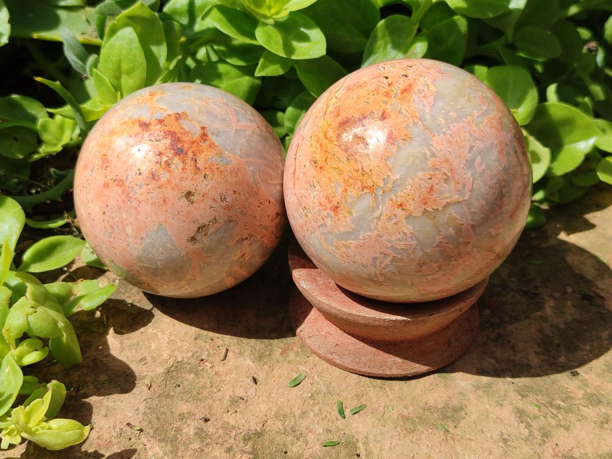 Polished Runestone Feldspar Spheres x 6 From Zimbabwe