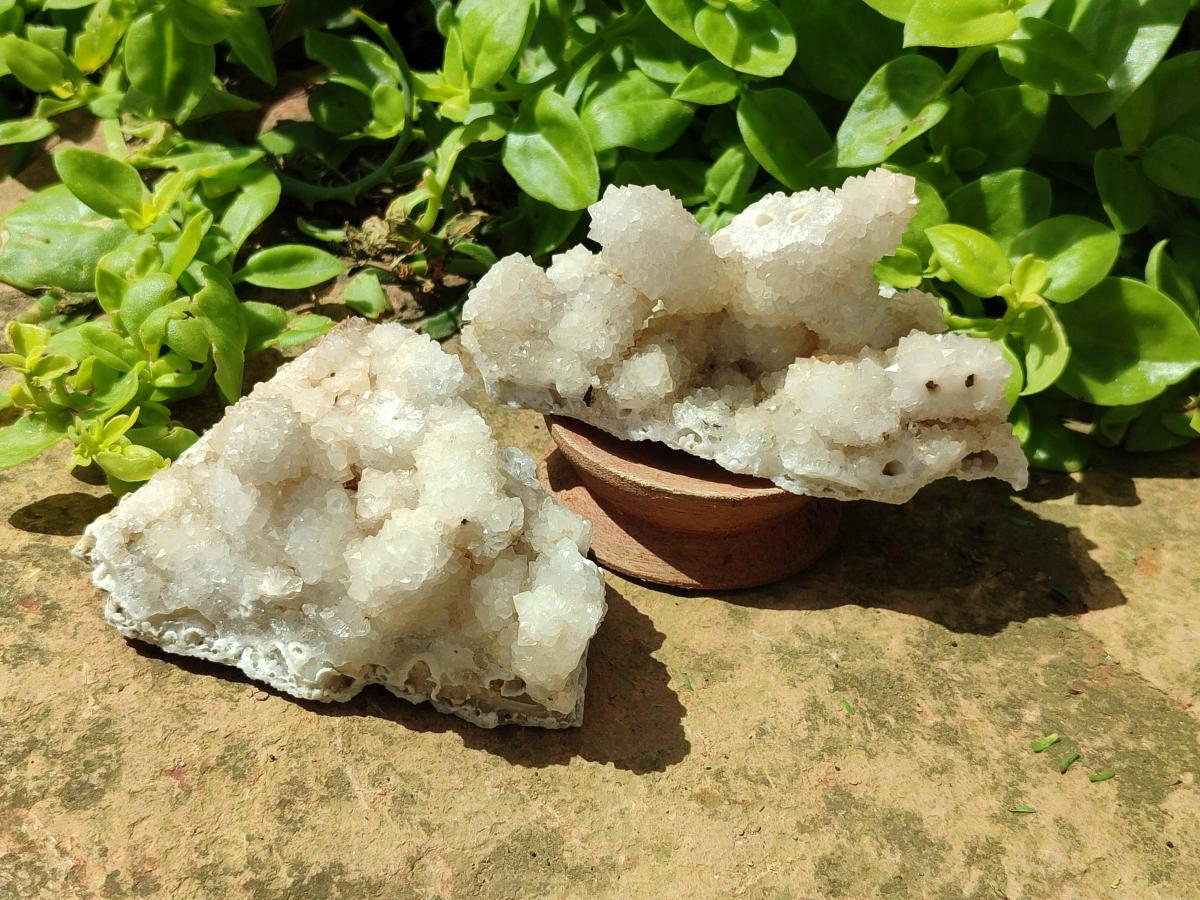 Natural Drusy Quartz Coated Calcite Pseudomorph Specimens x 6 From Albert's Mountain, Lesotho