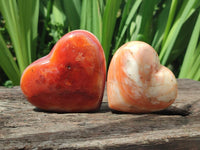 Polished Carnelian Agate Gemstone Hearts x 6 From Madagascar