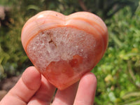 Polished Carnelian Agate Gemstone Hearts x 6 From Madagascar