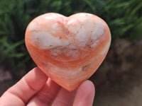 Polished Carnelian Agate Gemstone Hearts x 6 From Madagascar