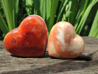 Polished Carnelian Agate Gemstone Hearts x 6 From Madagascar