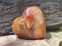 Polished Carnelian Agate Gemstone Hearts x 6 From Madagascar