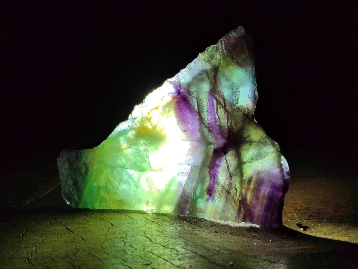 Polished On One Side Watermelon Fluorite Specimens x 3 From Uis, Namibia