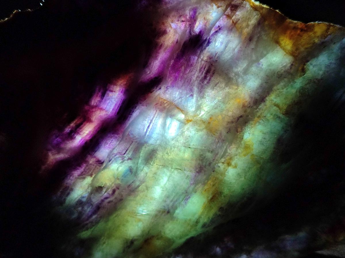 Polished On One Side Watermelon Fluorite Specimens x 3 From Uis, Namibia